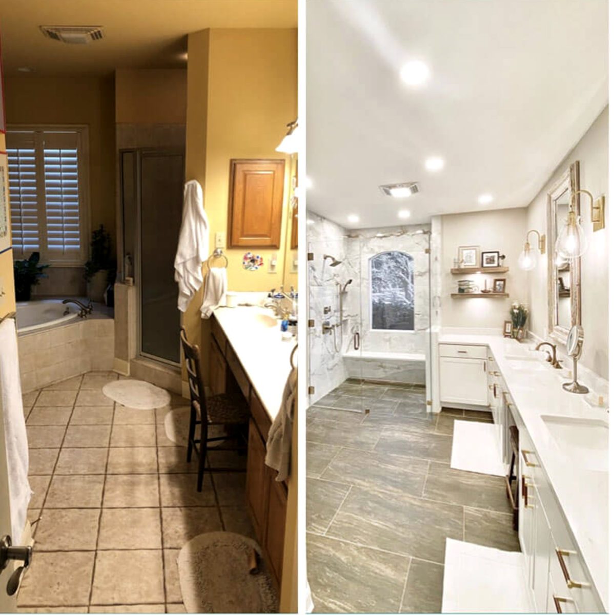 Dated vanity replaced with new double vanity